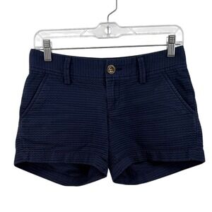 Lilly Pulitzer Callahan Shorts Womens 00 Navy Blue Seersucker Cotton Textured